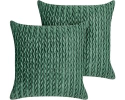 BELIANI ECLIPTA - Sierkussen set van 2 - Groen - 45 x 45 cm - Polyester