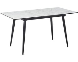 BELIANI EFTALIA - Uitschuifbare eettafel - Marmer wit - 80 x 120/150 cm - MDF