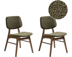 BELIANI ELAINE - Eetkamerstoel set van 2 - Donkerbruin/Groen - Bouclé