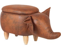 BELIANI ELEPHANT - Hocker - Donkerbruin - Kunstleer