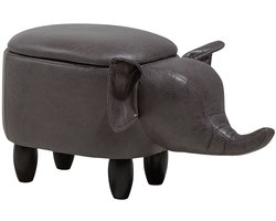 BELIANI ELEPHANT - Hocker - Donkergrijs - Kunstleer