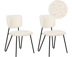 BELIANI ELKO - Eetkamerstoel set van 2 - Gebroken wit - Bouclé