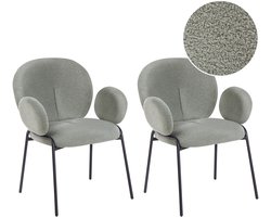 BELIANI ELY - Eetkamerstoel set van 2 - Lichtgroen - Bouclé
