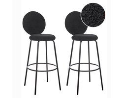 BELIANI EMERY - Barkruk set van 2 - Zwart - Bouclé