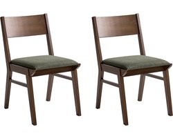 BELIANI ENOLA - Eetkamerstoel set van 2 - Donkergroen/Bruin - Rubberhout