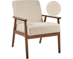 BELIANI ESRUM - Fauteuil - Beige - Bouclé/Donker hout