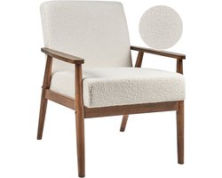 BELIANI ESRUM - Fauteuil - Gebroken wit - Bouclé/Donker hout