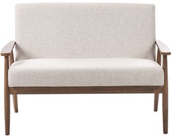 BELIANI ESRUM - Tweezitsbank - Beige/Donkerbruin - Polyester