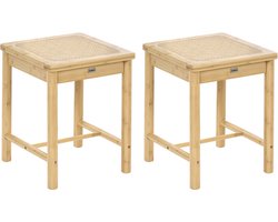 BELIANI EVIRES - Set van 2 krukken - Lichtbruin - Bamboehout