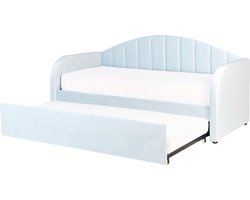 BELIANI EYBURIE - Onderschuifbed - Lichtblauw - 90 x 200 cm - Fluweel