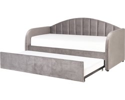 BELIANI EYBURIE - Onderschuifbed - Lichtgrijs - 90 x 200 cm - Fluweel