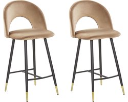 Beliani FALTON - Barkruk - Beige - Fluweel
