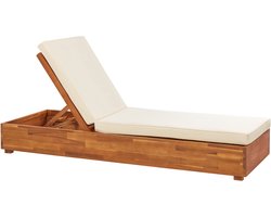 BELIANI FANANO - Ligstoel - Gebroken wit - Acaciahout