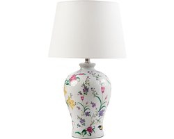 BELIANI FEBROS - Tafellamp - Wit - Porselein/Linnen