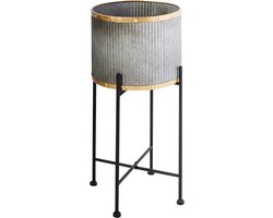 BELIANI FEUILLE - Verhoogde bloempot - Grijs - 26 x 26 x 52 cm - IJzer