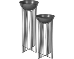 BELIANI FICARIA - Bloempot set van 2 - Zwart - Metaal