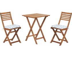 BELIANI FIJI - Bistroset voor 2 - Lichte houtkleur /Blauw - Acaciahout