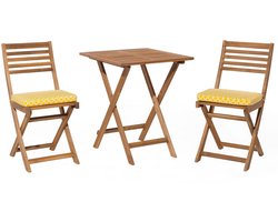 BELIANI FIJI - Bistroset voor 2 - Lichte houtkleur/Geel - Acaciahout