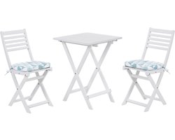 BELIANI FIJI - Bistroset voor 2 - Wit /Blauw - Acaciahout