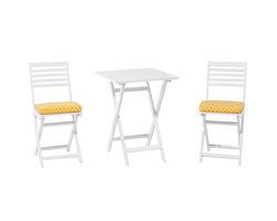 BELIANI FIJI - Bistroset voor 2 - Wit /Geel - Acaciahout