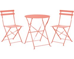 BELIANI FIORI - Bistroset voor 2 - Koraalrood - Staal