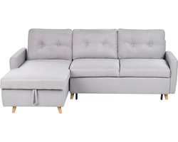 BELIANI FLAKK - Hoekslaapbank - Lichtgrijs - Rechterzijde - 232 cm - Polyester