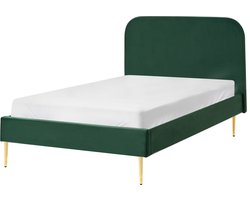 BELIANI FLAYAT - Eenpersoonsbed - Donkergroen - 120 x 200 cm - Fluweel