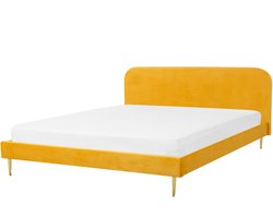 BELIANI FLAYAT - Tweepersoonsbed - Geel - 180 x 200 cm - Fluweel