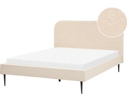 BELIANI FLAYAT - Tweepersoonsbed - Lichtbeige - 140 x 200 cm - Bouclé