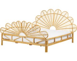 BELIANI FLORENTINE - Tweepersoonsbed - Lichtbruin - 180 x 200 cm - Rotan