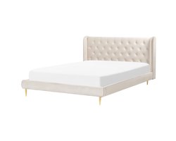 BELIANI FORBACH - Tweepersoonsbed - Beige - 160 x 200 cm - Fluweel