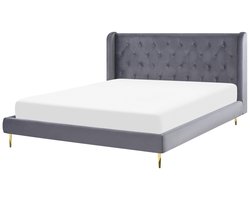 BELIANI FORBACH - Tweepersoonsbed - Grijs - 180 x 200 cm - Fluweel