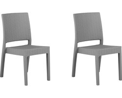 BELIANI FOSSANO - Tuinstoel set van 2 - Lichtgrijs - Synthetisch materiaal
