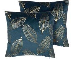 BELIANI FREESIA - Sierkussen set van 2 - Blauwgroen - 45 x 45 cm - Fluweel
