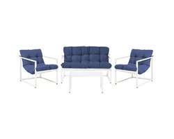 BELIANI GARDA - Loungeset - Blauw/Wit - Staal