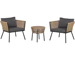 BELIANI GARGANO - Bistroset voor 2 - Lichtbruin - PE rotan