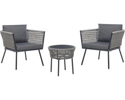 BELIANI GARGANO - Tuinset - Lichtgrijs - PE rotan