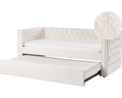 BELIANI GASSIN - Onderschuifbed - Off-white - 90 x 200 cm - Bouclé