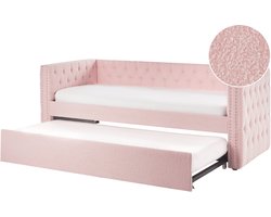 BELIANI GASSIN - Onderschuifbed - Pastelroze - 90 x 200 cm - Bouclé