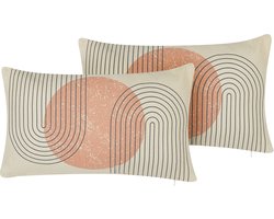 BELIANI GERBERA - Sierkussen set van 2 - Beige - 30 x 50 cm - Polyester