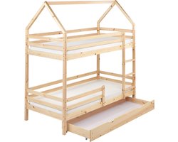 BELIANI GIRGOLS - Stapelbed - Lichtbruin - 90 x 200 cm - Dennenhout