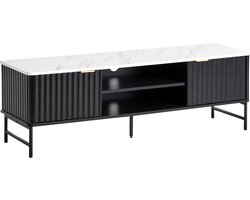 BELIANI GLASTONBURY - TV-meubel - Zwart/Marmer - 140 x 40 cm - MDF