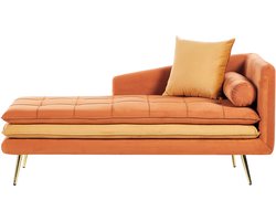 BELIANI GONESSE - Chaise longue - Oranje - Rechtszijdig - Fluweel