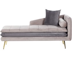 BELIANI GONESSE - Chaise longue - Taupe - Rechtszijdig - Fluweel