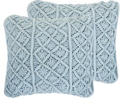 BELIANI GOREME - Sierkussen set van 2 - Blauw - 45 x 40 cm - Katoen