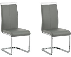 BELIANI GREEDIN - Eetkamerstoel set van 2 - Grijs - Kunstleer