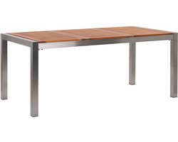 BELIANI GROSSETO - Tuintafel - Lichte houtkleur - 90 x 180 cm - RVS