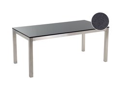 BELIANI GROSSETO - Tuintafel - Zwart/RVS - 90 x 180 cm - Graniet