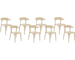 Beliani GUBBIO - Stoel set van 8 - Beige - Kunststof