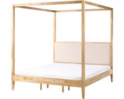 BELIANI HAILLICOURT - Hemelbed - Lichtbruin - 160 x 200 cm - Rubberhout